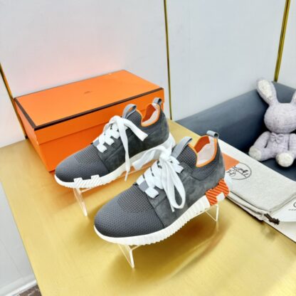 Hermes Spring and Summer Couples British Gray and Orange Colorblock Breathable and Durable Sports Casual Shoes - Image 2