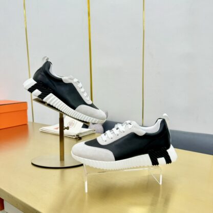Hermes Spring and Summer Couples British Grey and Black Color Matching Sports Casual Shoes - Image 2