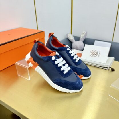 Hermès Spring and Summer Couples' British Blue and Orange Colorblocking Sports Casual Shoes - Image 2