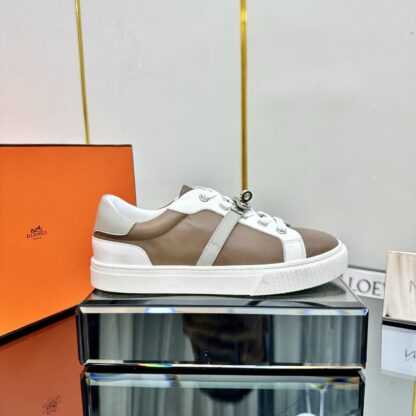 Hermes Couple's Thick-soled Lace-up Fashion Gray Apricot Casual Shoes - Image 2