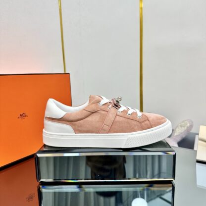 Hermes milk tea color couple's lace-up thick-soled fashionable casual shoes - Image 2