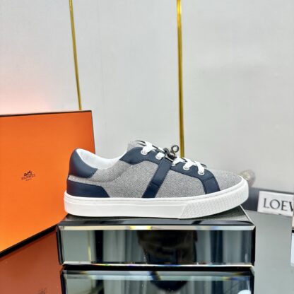 Hermes blue-grey couple's lace-up thick-soled fashionable casual shoes - Image 2
