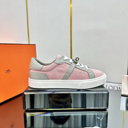 Hermes pink and gray couple's lace-up thick-soled fashionable casual shoes - Image 2