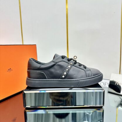 Hermes pure black couple's lace-up thick-soled fashionable casual shoes - Image 2