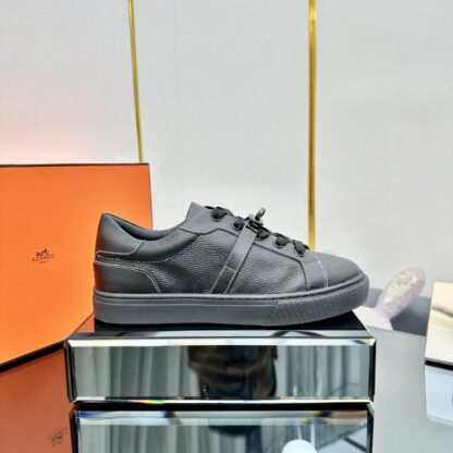 Hermes black couple's lace-up thick-soled fashionable casual shoes - Image 2