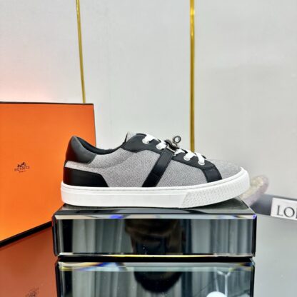 Hermes couple's lace-up thick-soled gray and black comfortable casual shoes - Image 2