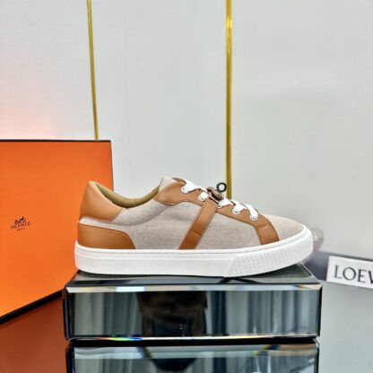 Hermes couple's lace-up thick-soled apricot brown comfortable casual shoes - Image 2