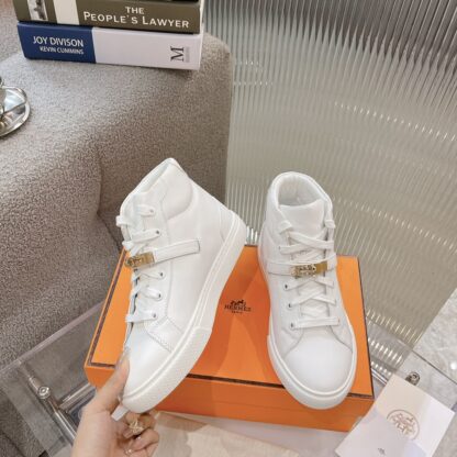 Hermes Kelly buckle white high top casual shoes - Image 2