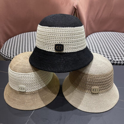 Dior hollow sun protection contrast color sun hat - Image 12