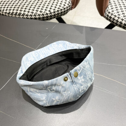 Louis Vuitton fashionable versatile denim jacquard beret breathable sun hat - Image 11