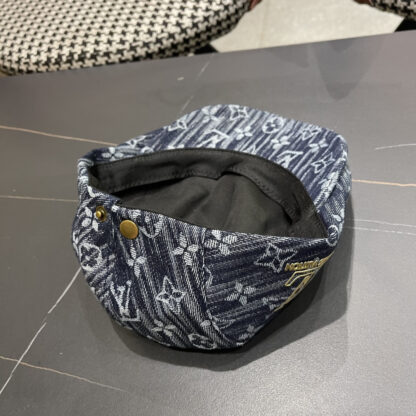 Louis Vuitton fashionable versatile denim jacquard beret breathable sun hat - Image 11