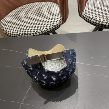 Prada summer fashion brand hole denim water brick retro hard baseball cap - Image 11