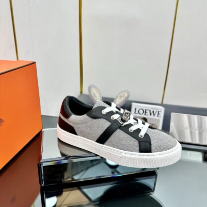 Hermes couple's lace-up thick-soled gray and black comfortable casual shoes - Image 3