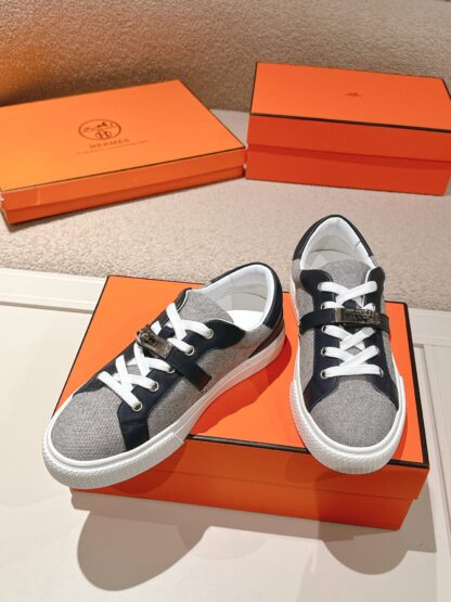 Hermes blue grey latest kelly shoe buckle classic flat casual shoes - Image 3