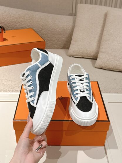 Hermes couple blue and black fashion casual skateboard shoes - Image 3