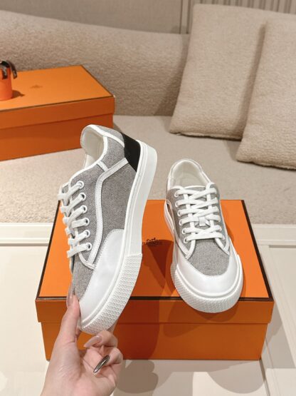 Hermes couple white and gray fashion casual skateboard shoes - Image 3