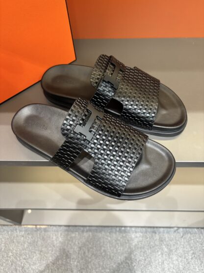 Hermes summer black pure handmade high-end sandals - Image 3