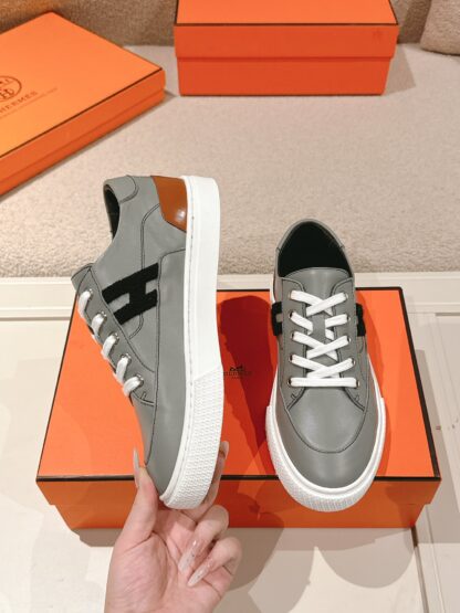 Hermes gray and black couple fashion casual skateboard shoes - Image 3