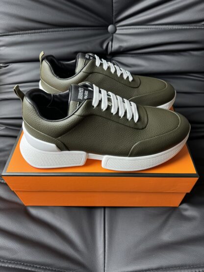 Hermès Dark Green Premium Ultra Lightweight Sneakers - Image 3