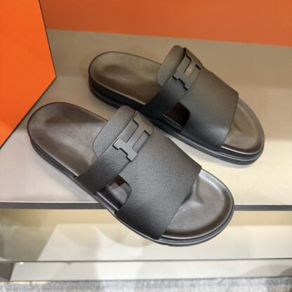 Hermes summer pure black pure handmade high-end sandals - Image 3