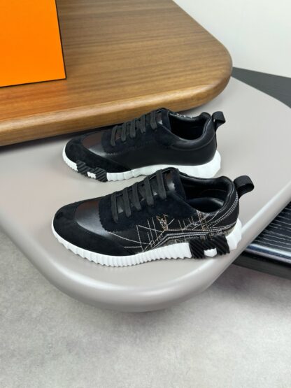 Hermès black and white color matching embroidery brand temperament thick-soled casual shoes - Image 3