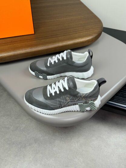 Hermès gray and white color matching embroidery brand temperament thick-soled casual shoes - Image 3