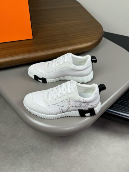 Hermès white embroidered brand temperament thick-soled casual shoes - Image 3