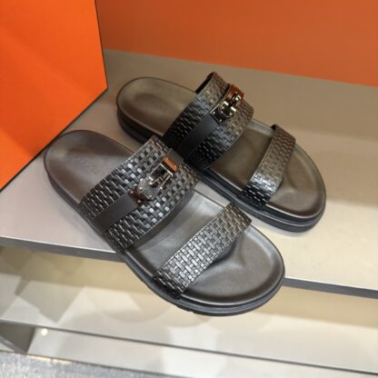 Hermes summer black silver buckle pure handmade high-end sandals - Image 3