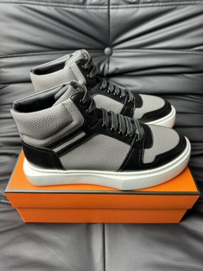 Hermes high-end noble gray and black high-top casual shoes - Image 3