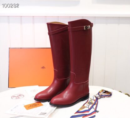 Hermès classic kelly buckle red mid-calf boots - Image 3