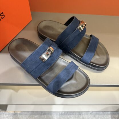 Hermes summer blue pure handmade high-end sandals - Image 3