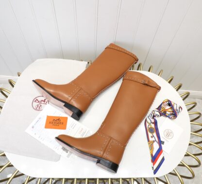 Hermes classic kelly buckle dark brown fashion mid-calf boots - Image 3