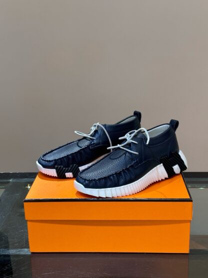 Hermes men's lace-up dark blue versatile simple casual sports shoes - Image 3