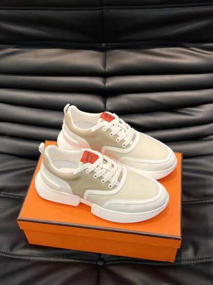 Hermes men's white apricot soft and comfortable casual sports shoes - Image 3