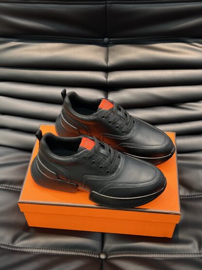 Hermes Men's Black Orange Soft Comfortable Casual Sports Shoes - Image 3