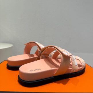 Hermès Apricot Pink Couple Braided Sandals