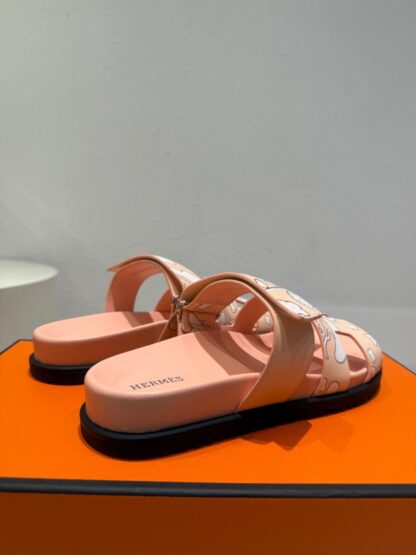 Hermès Apricot Pink Couple Braided Sandals