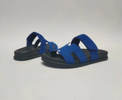 Hermès Couple's Dark Blue Braided Slippers - Image 3