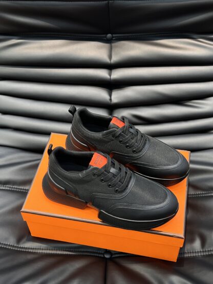 Hermes Men's Black Soft and Comfortable Casual Sneakers - Image 3