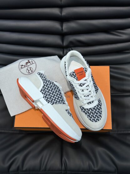 Hermes men's comfortable and soft gray and black color matching casual sports shoes - Image 3
