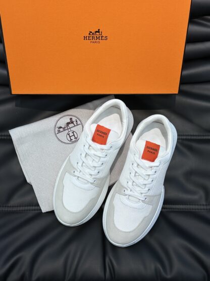 Hermes Men's Comfortable Soft White Gray Casual Sports Shoes - Image 3