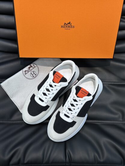Hermes Men's Comfortable Soft Black and Gray Casual Sneakers - Image 3