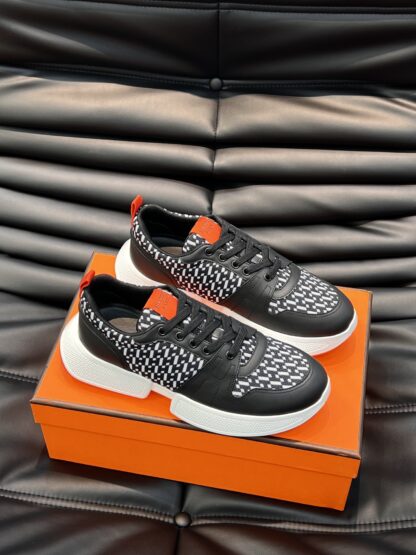 Hermes men's comfortable and soft black and orange color matching casual sports shoes - Image 3