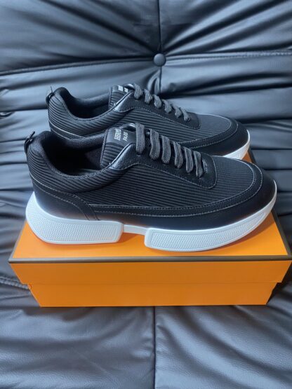 Hermes Men's Comfortable Soft Black Casual Sneakers - Image 3