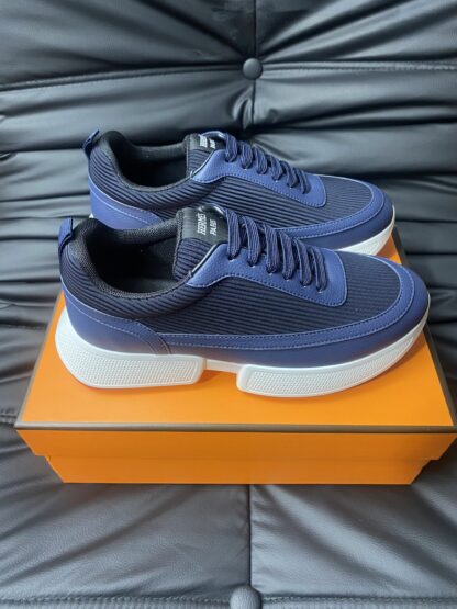 Hermes Men's Comfortable Soft Dark Blue Casual Sneakers - Image 3