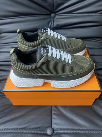 Hermes Men's Comfortable Soft Dark Green Casual Sneakers - Image 3