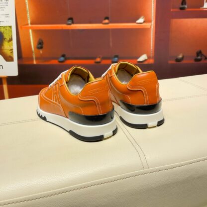 Hermès France Paris catwalk model orange shiny classic casual shoes - Image 3
