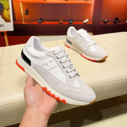 Hermès France Paris catwalk white and gray classic casual shoes - Image 3