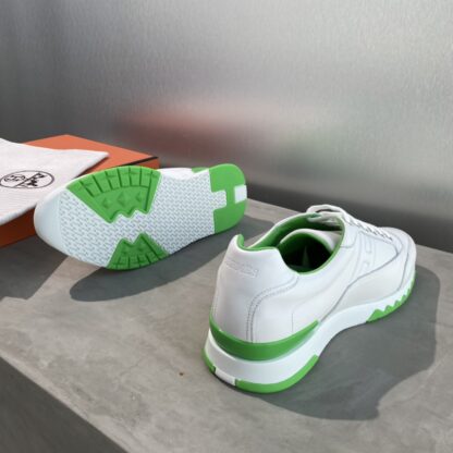Hermes white green French Paris catwalk simple casual shoes - Image 3
