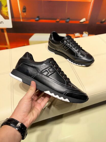 Hermes black French Paris catwalk simple casual shoes - Image 3